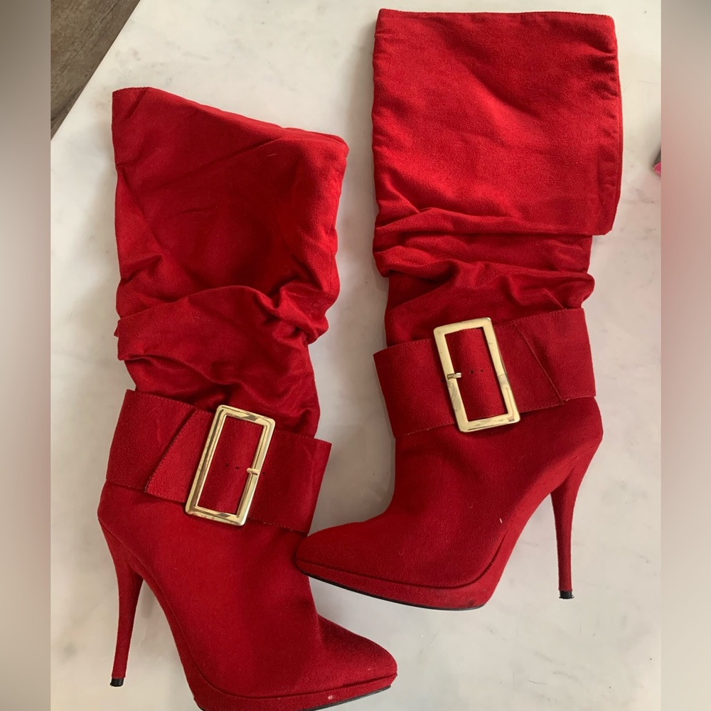 Sexy Red suede high heel Boots